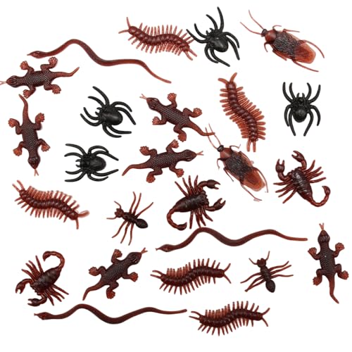 70 Piezas de Insectos realistas de plástico, Juguetes de simulación de Pranks, cucarachas, arañas, Escorpiones, Geckoes, ciempiés, Hormigas y Serpiente pequeña para Halloween, Decoraciones