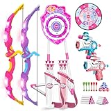 VATOS Lot de 2 jouets de tir à l'arc et aux flèches LED pour enfants de 5 à 12 ans, arc...