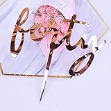 YUINYO Happy Birthday Cake Topper Acrylic Rose Gold 40th Birthday Party Decoration Supplies Calligra
