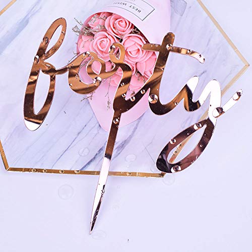 Yuinyo Happy Birthday Cake Topper Acrylic Rose Gold 40Th Birthday Party Decoration Supplies Calligraphy Bling Cake Decoration Sign Party Banner #TOP19