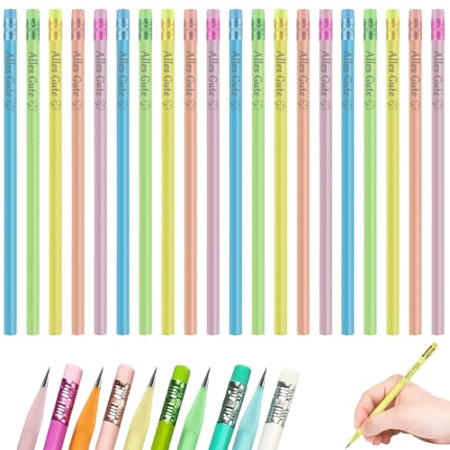 20 peças para lápis da sorte, lápis HB personalizados com borracha presentes de volta ao Cole exames, motivadores de lápis material escolar e papelaria lápis para crianças, estudantes (cor clara)
