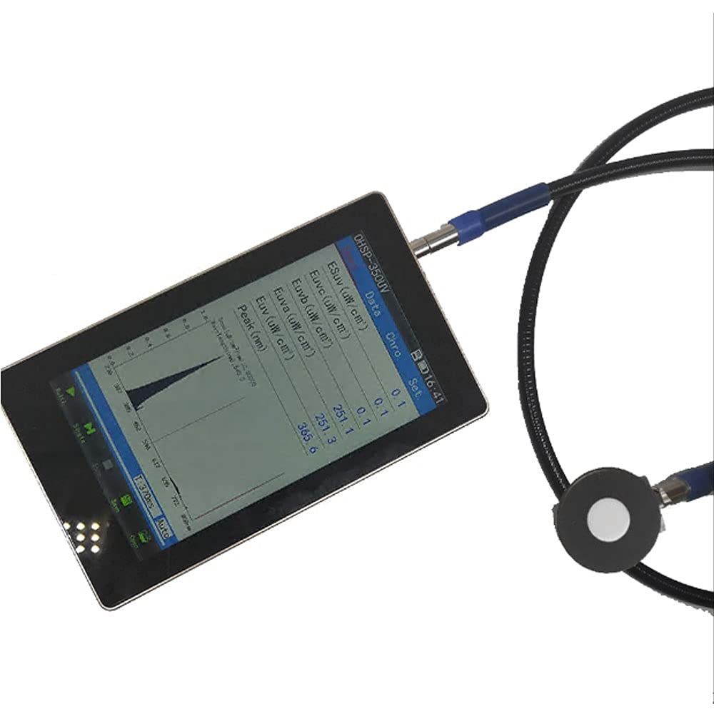 OHSP-350UV UV Spektrometer, 230-850nm UVA UVB UVC Radiometer mit Extend Fiber – HOPOOCOLOR tragbares Lichtspektrummessgerät für UV-LED, Bestrahlung (mW/cm²) & CCT