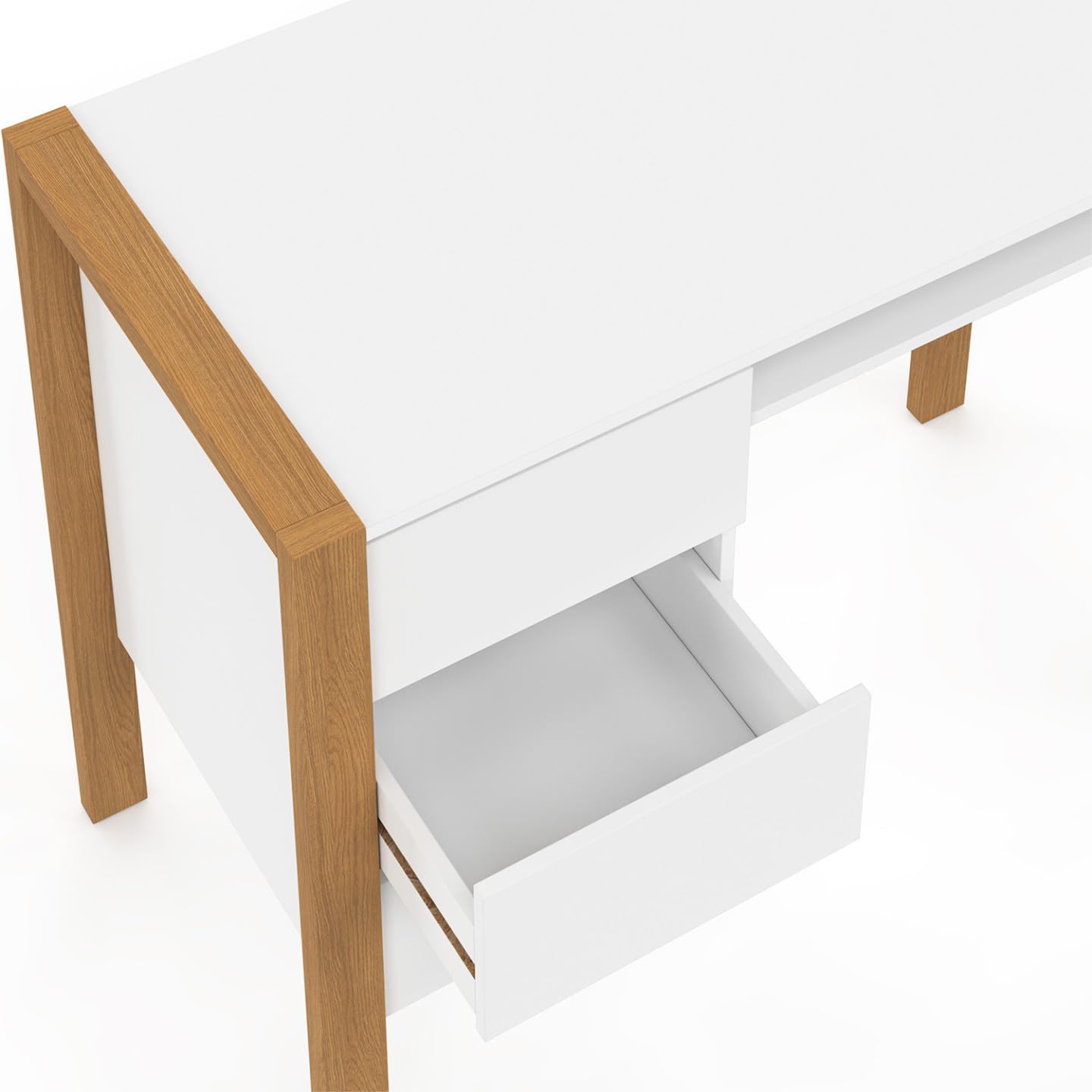 IDMarket - Bureau scandinave Hugo avec 3 tiroirs et Niche Blanc et Bois