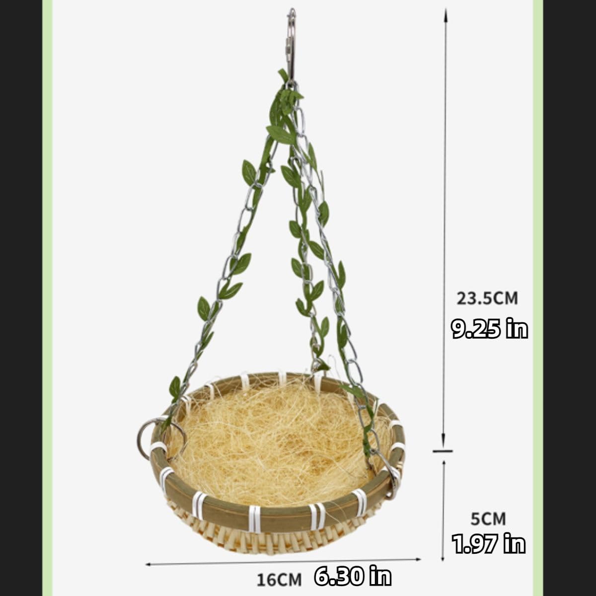Natural Bamboo Weaving Nest Small Medium Large Bird Swing for Budgie Lovebird Cockatiel Green-cheeked Conure Quaker Bird Cage Swing Toy Perch Toy