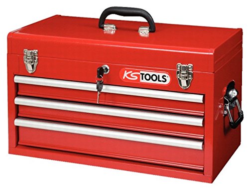 Ks Tools 891.0003 - Coffre À Outils Vide Avec 3 Tiroirs ( 911.0100 ) - Glissières À Roulements À Bille - Tiroirs Complètement Retirable - En Tôle D'Acier - Rouge