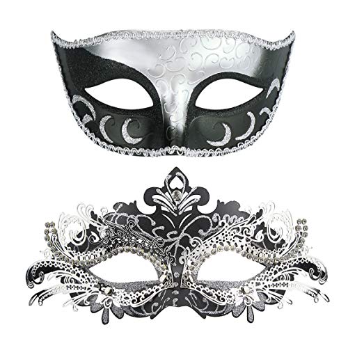 Image of Coddsmz Couple Masquerade Mask Set - Venetian & Mardi Gras Mask for Women & Men