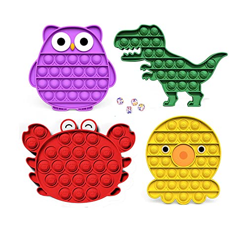 BINQILIN Jouet en silicone pour enfants 4 formes dinosaure poulpe crabe hibou capacité de reconnaissance d'exercices Cover