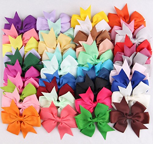 Set of 40 Colors 3'' Baby Girl Headbands Grosgrain Ribbon Boutique Hair Bows Alligator Clips For Teens