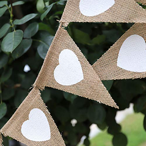 Tumnea Pennant chain jute, heart pennant chain jute fabric, vintage garland burlap bunting banner - Image 4