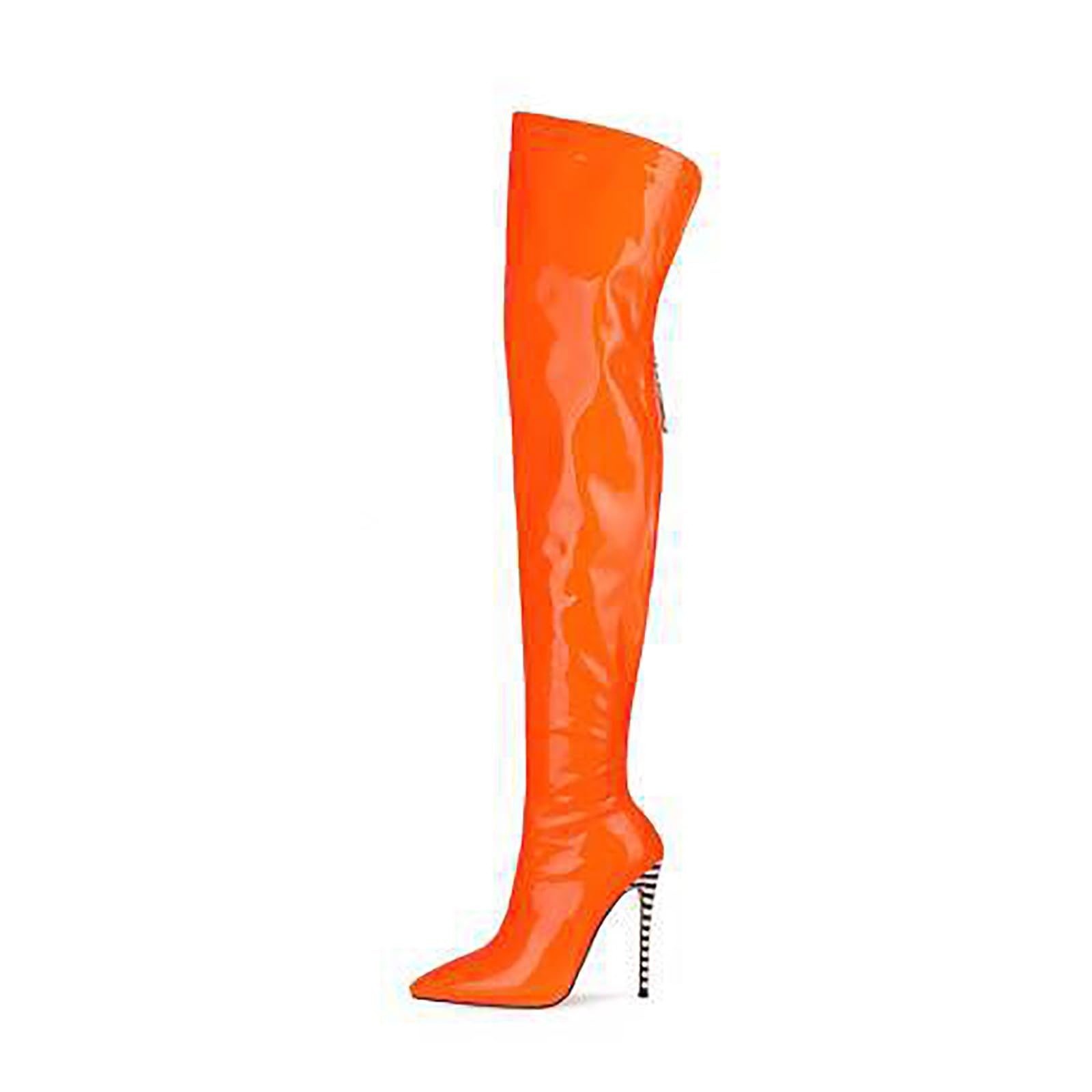 Thigh high boots for women striped Back zipper Burgundy Zebra Print Over the knee Sexy gold white pointed toe Cow Print leopard Magenta stiletto heel