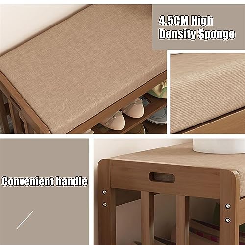 Banc à chaussures en bambou durable avec siège rembourré confortable - 6