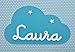 Placa decorativa infantil de madera en forma de nube personalizada con el...