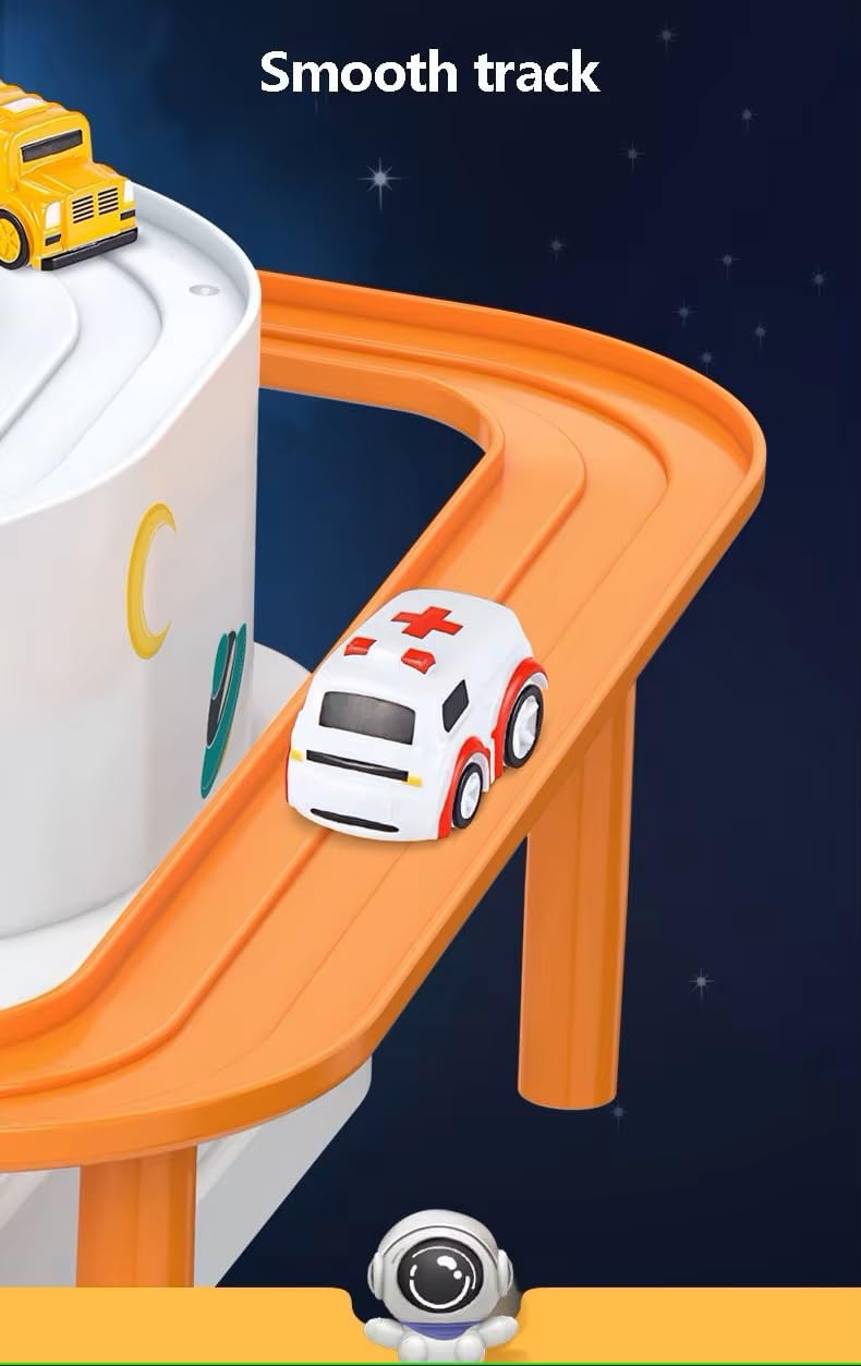 KERBRO Space Orbit Challenge Adventure Cars Track Toys for 3+ Year Old Boys Girls, City Rescue Preschool Educational Toy Vehicle Puzzle Car Track Playsets for Toddlers 2