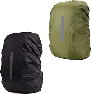 MOPHOEXII 2 Pack Waterproof Rain Cover for Backpack, Backpack Rain Cover with Reflective Strip，Rucksack Rain Cover for Bicycling/Hiking