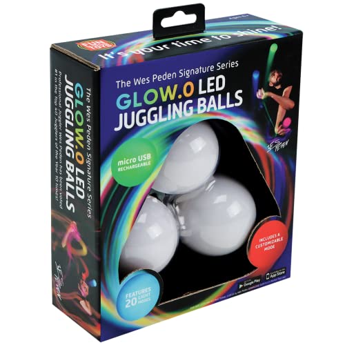 Fun in Motion LED Juggling Balls Glow Balls – Unique Glow.0 Technology LED Ball with 20 Vibrant Color Light Modes & Patterns – USB Rechargeable, Soft-Core, Pro-Weighted Light Up Ball (Set of 3)