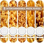 Metal Gourmet Pasta Press Attachment for Kitchenaid Stand Mixer, Pasta Maker Attachment with 5 Interchangeable Plates, Spaghetti Bucatini Fusilli Large/Small Macaroni