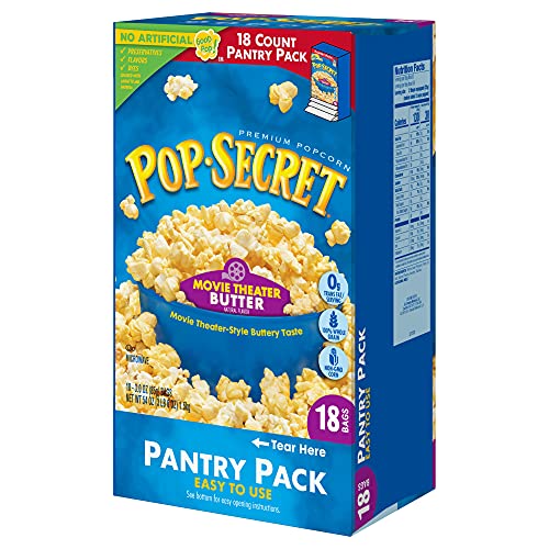 Image of Pop Secret Microwave Popcorn, Movie Theater Butter Flavor, 2 Boxes, 18 Bags Each,3 Ounce (Pack of 36)