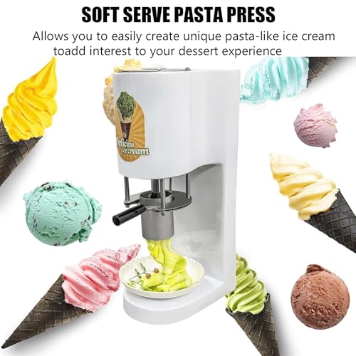 ZenSeFarin Eismaschine, Softeismaschine,Spaghetti-Eispresse,30 L/H Servierpresse,4 Formen,EinfüLltrichter 420 Ml,Einfach Zu Bedienen,FüR DessertläDen/Partys Und Catering 30 X 20 X 57 cm White – Bild 4