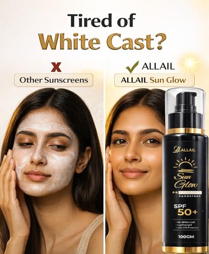 Image of ALLAIL SUN GLOW Protector Sunscreen, SPF 50+, Vitamin C and E Enriched, 100gm