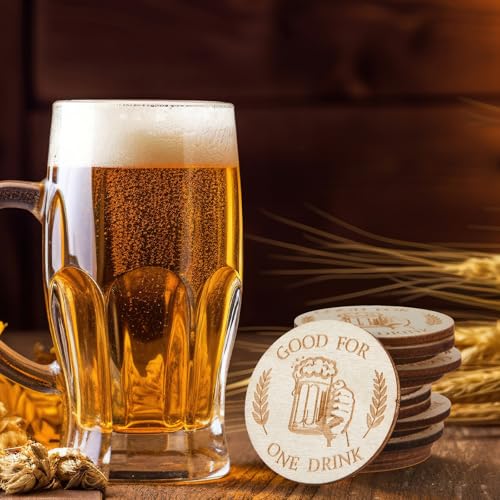 Image of Marsui 100 Pcs Wooden Drink Tokens Bulk for Wedding Personalised Drink Tickets Poker Chips for Guest Wedding Favors Beverage Birthday Oktoberfest Party Bar Table Decoration Supplies(Beer Cup Pattern)