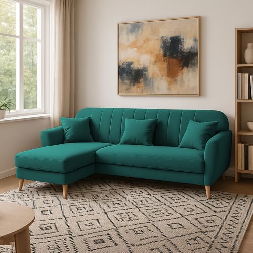 Image of Atticus LHS 4 Seater L Shape Sofa Set for Living Room (Pine Fabric) Premium Fabric Sofa Set
