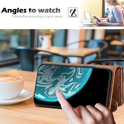 Harsel Samsung S8 Zipper Wallet Case For Women/Girl Card Holder Flip Case Pu Leather Cover Purse With Pouch Wrist & Shoulder Strap Stand Lanyard Galaxy S8 Protective Case Crossbody Handbag Case Brown #TOP4