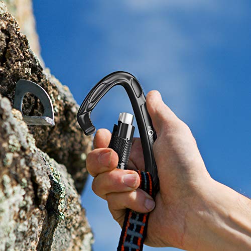 Storesum Uiaa Certified Climbing Carabiner -3 Pack 24Kn (5400 Lbs) Carabiner Heavy Duty Locking Carabiner Clip Climbing Gear For Rock Climbing Gear,Camping,Climbing Equipment,Large Carabiner #TOP4
