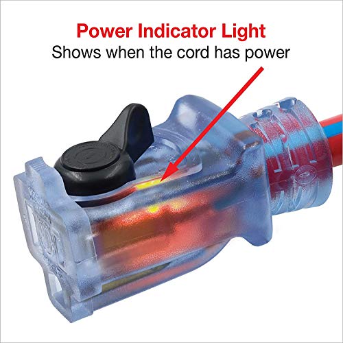image for Clear Power 100 ft Heavy Duty Outdoor Extension Cord 12/3 SJTWwith Lig