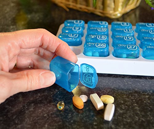 Monthly Pill Organizer 2 Times A Day Am/Pm 31 Day Pill Box, Small Removable Travel Daily Pod Cases With Bonus Medical Alert Card #TOP4
