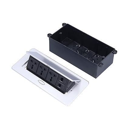 Embedded Floors Electrical Outlet, 3 Hole Floor Electrical Socket Power Supply Accessories for Office Desk for Residence