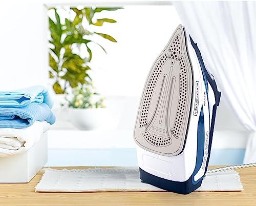 BLACK+DECKER Steam Iron,2400W Power,380ml Water Tank, Ceramic-Coated Soleplate, Anti-Drip, Anti-Calc, Auto Shutoff, Vertical Steam, Self-Clean, Steam Burst, 35g/min Continuous Steam,Blue-X2150-B5