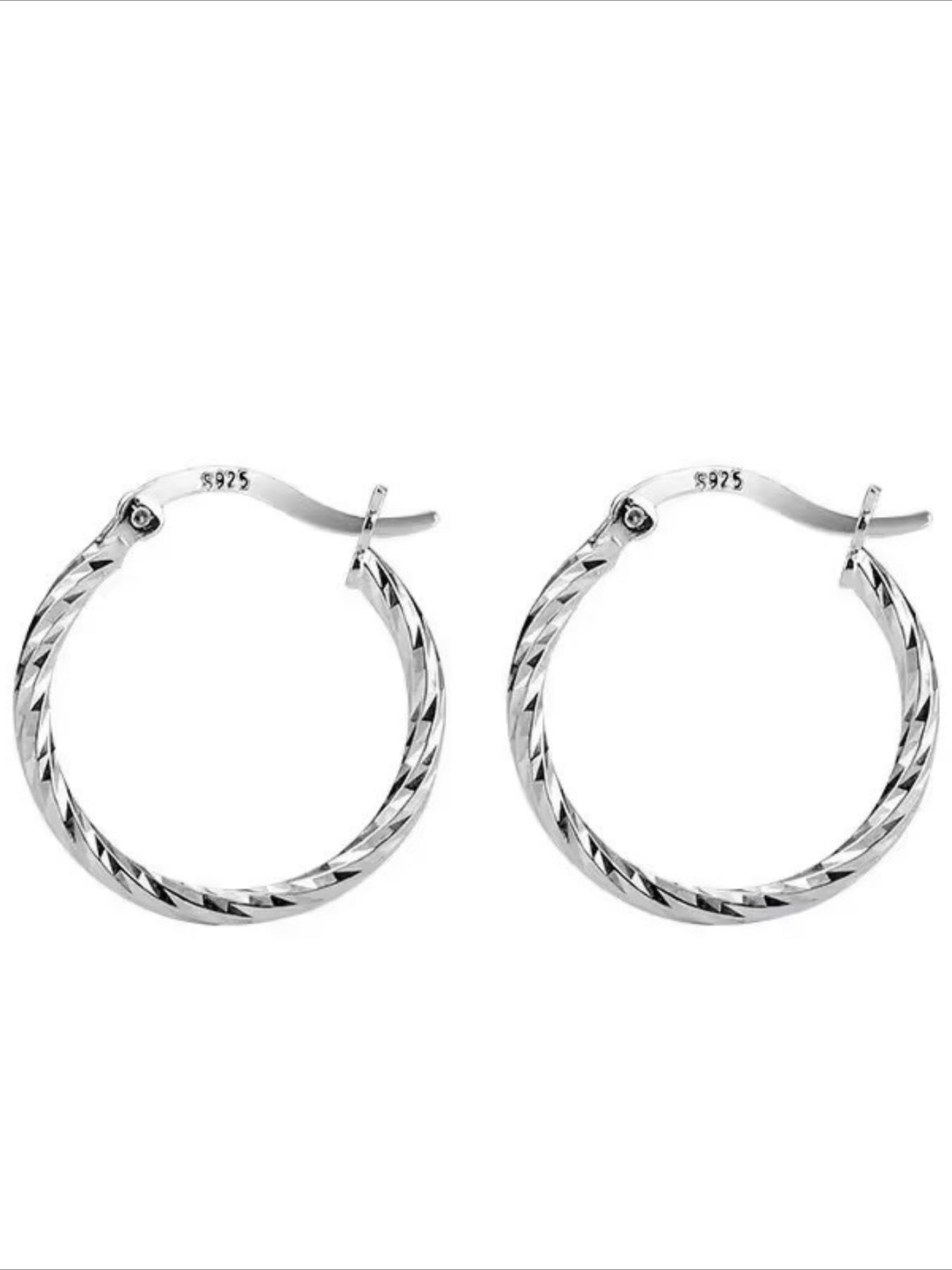 S925 Sterling Silver Minimalist Geometric Twist Circle Hoop Earrings - Durable Hypoallergenic and Nickel-Free Jewelry