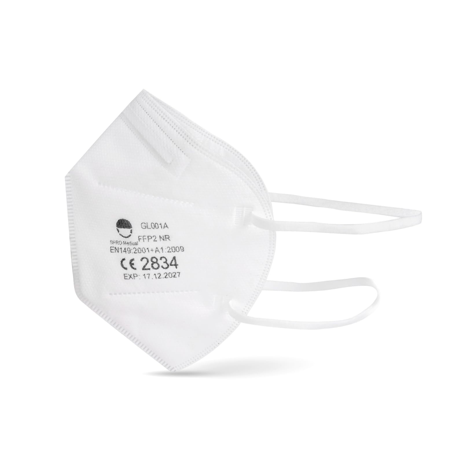 SKYPRO GL001A Kopfband FFP2 Atemschutz Maske mit 50 Stück pro Box (Einzeln Verpackt) - Hochwertige und Komfortable Staubschutzmaske