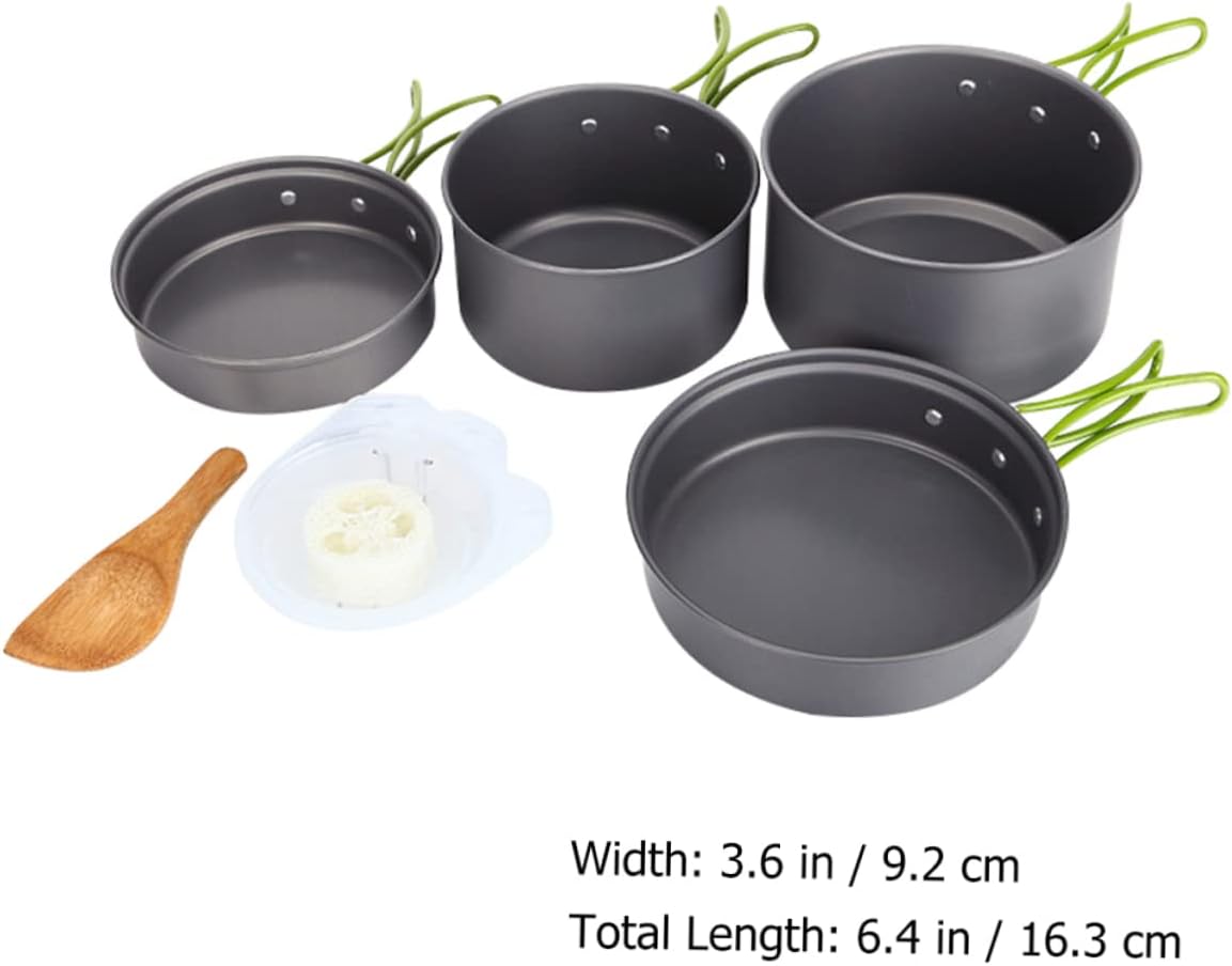 Camping Cookware Outdoor Cooker Kit Portable Soup Pot Non-Stick Frying Pan Easy-Clean Camping Cook Tool Set