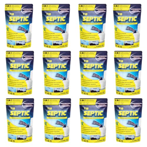 Image of T1B Septic Tank Cleaning Powder - 100X Powerful Formula Microbes & Enzymes, Odour Removal, Prevents Blockages & Clears Drains, Septic Tank Treatment Powder Pack of 12 (3 Kg)