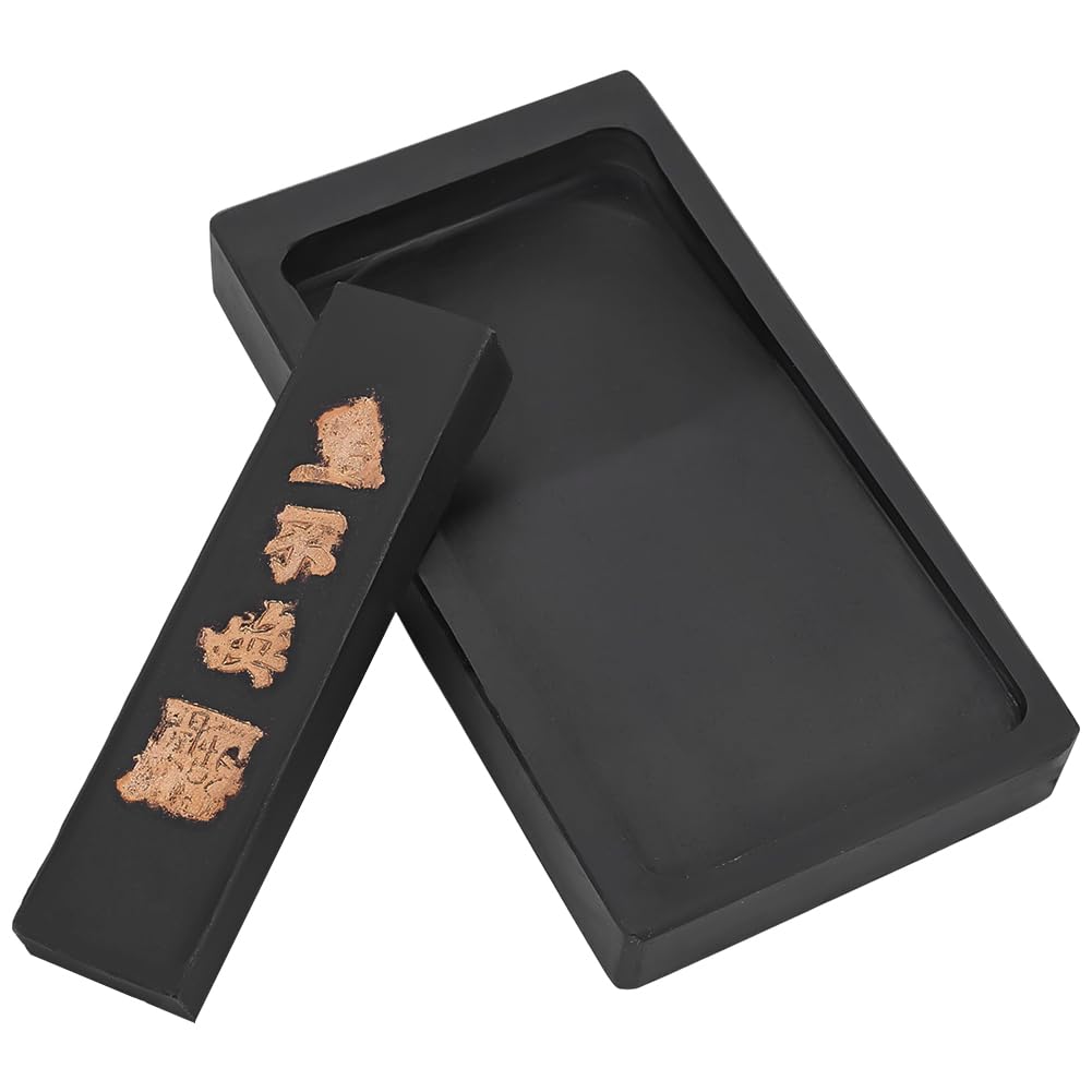 WADORN Pietra per calligrafia cinese con bastoncino di inchiostro, pietre tradizionali cinesi per calamaio, piatto Sumi, vassoio per calligrafia, pratica, pittura, disegno, capodanno cinese