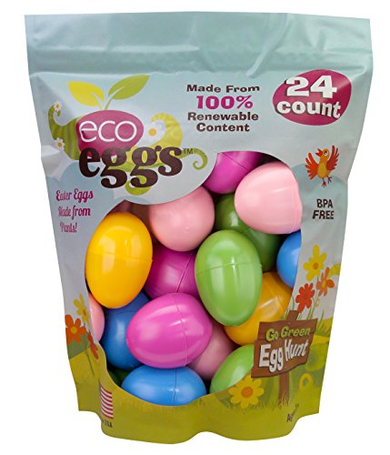 Eco Friendly 100% Renewable USA Plant Based Non-Toxic Snap Closure Plastic Fillable Easter Eggs for Egg Hunts & Easter Baskets - Multicolor, 24 Count