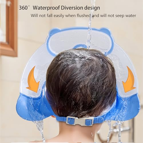 Image of Baby Shower Cap Shield, Shower Cap for Kids, Visor Hat for Eye and Ear Protection for 0-9 Years Old Children, Cute diving goggle Shape Makes The Baby Bath More Fun (Pink)