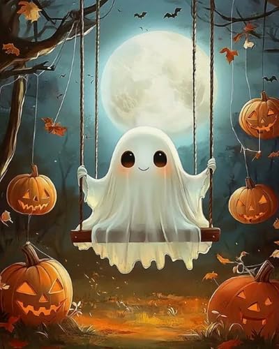 Diamond Painting Fantôme Halloween COKYIS pour une Déco Murale Fait Main 40x50