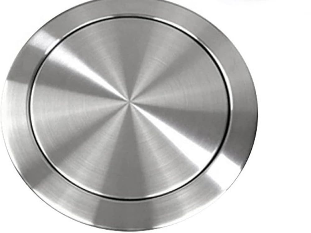 HPTHLY Trash Can Lid Round Countertop Built-In Balanced Flap Cover, Brushed Surface 304 Stainless Steel 180 Degree Swing Garbage Can Cover For Kitchen Workbench Restaurant,