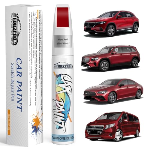 Image of 590 /3590 Mars Red Car Touch Up Paint for Mercedes-Benz, Color Match Auto Paint Repair Pen,Professional Car Scratch Repair Remover Pen Quick & Easy to Use