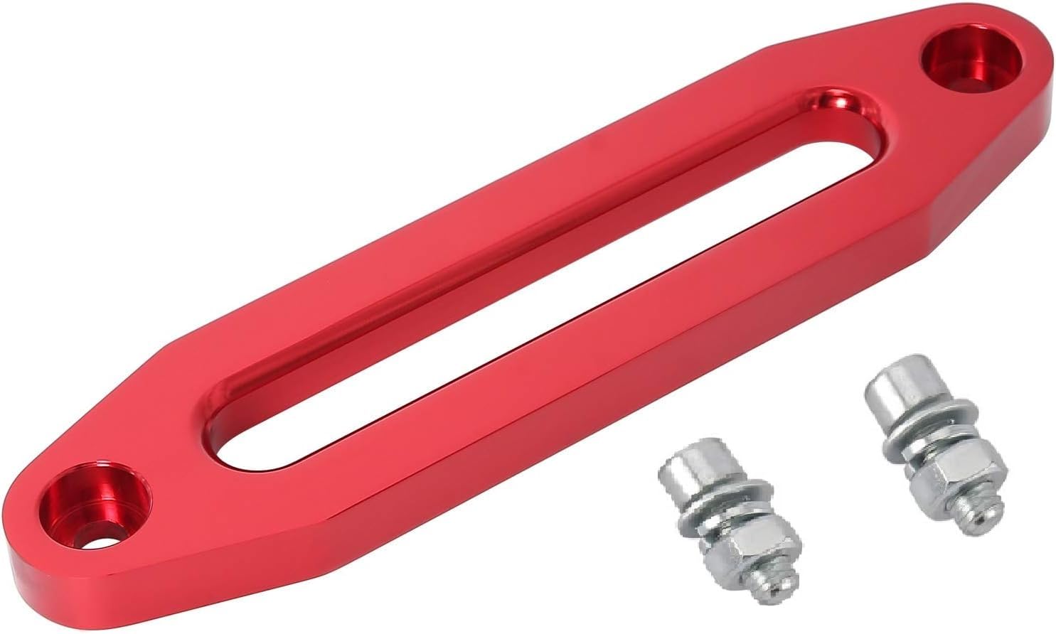 10 inch Billet Polished Aluminum Bolt-Pattern Hawse Fairlead Synthetic Winch 8000-15000 LBs for ATV/UTV Rope Cable (Anodized Red, 10'')