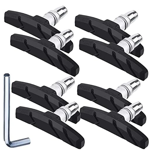 HOTOP 4 Pairs Bike Brake Pads Mountain Bike Brake Pads with Hex Nuts and Spacers V Bicycle Blocks Set, 70 mm(Black)