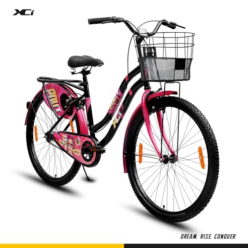 Image of XCi Pout 26T Women's Bicycle, 26-Inch Tyres, Single Speed, Non-Geared, Rigid Suspension, Calliper Brakes, Adult (12+ Years), 18 Inches Steel Frame, Pink Black