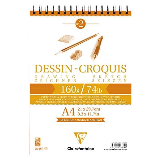 Clairefontaine 96674 C – Bloc de dibujo (Croquis Dibujo de doble espiral (papel Sketch de formato DIN A4, 21 x 29,7 cm, 35 hojas, 160 g), color blanco