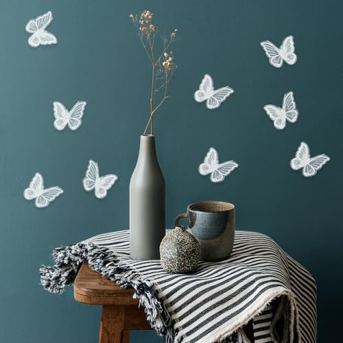 Salbsever 584587_1_ETGNCCRC 30Pcs White Butterfly Lace Trim Double Layers Organza Decorative Patches Lace Fabric Embroidery Butterfly Patches Embroidered Appliques thumb #5