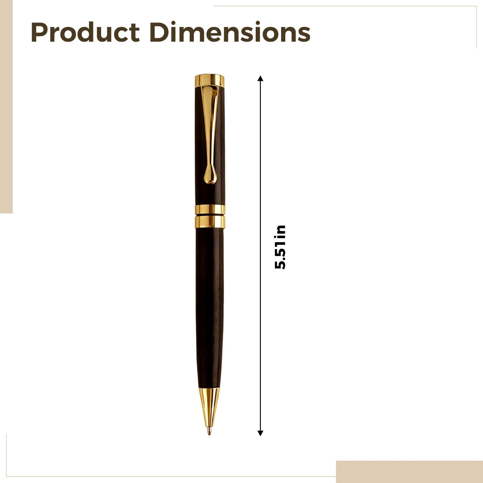 Generisch 10 Stk. Kugelschreiber aus Ebenholz, mit goldenen und silbernen Akzenten, sanftes Schreiben, Drehmechanismus, 14 cm, stilvoll für Büro, Geschäft und Geschenk