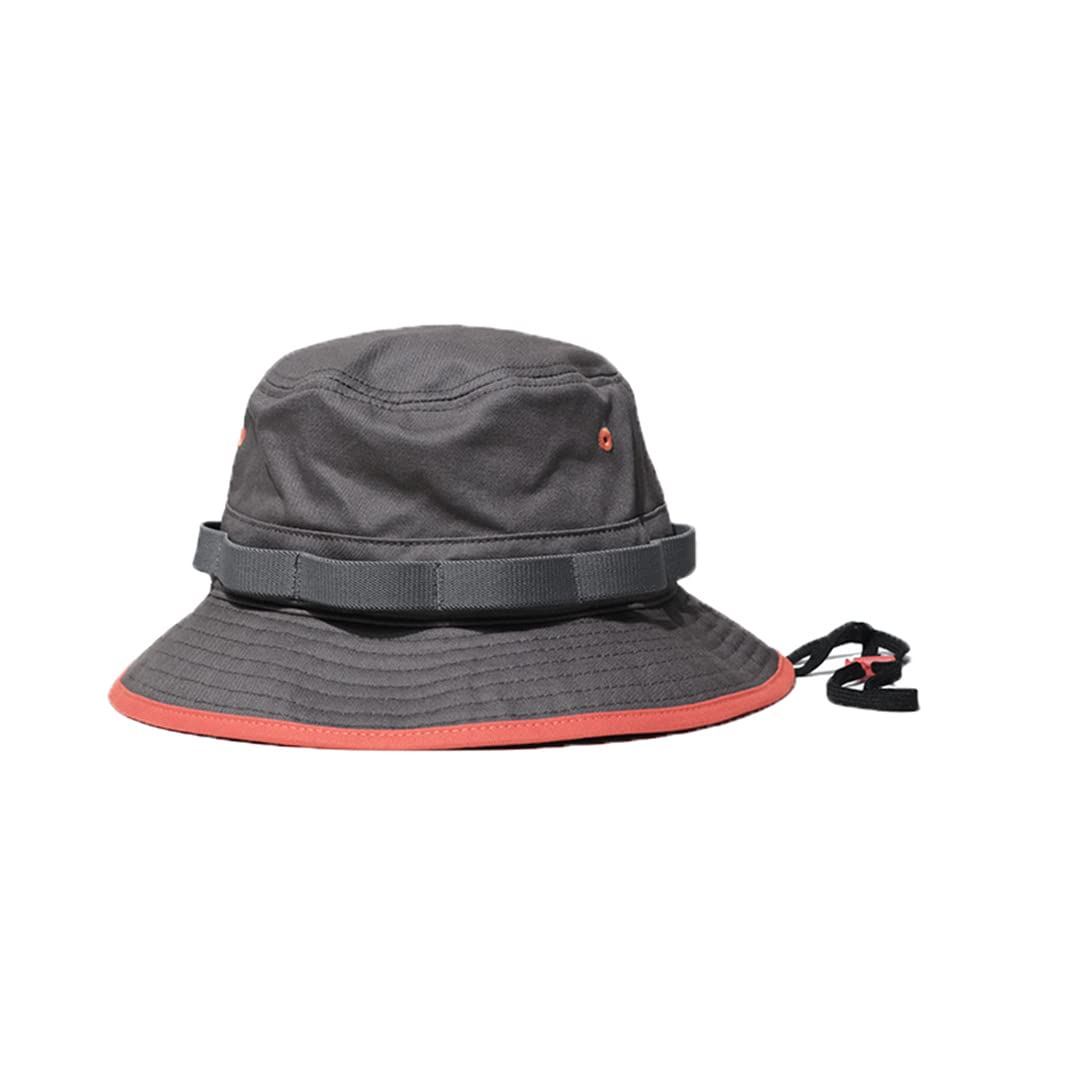 Cappello da Pescatore a Tesa Larga con Protezione Solare per Uomo, in Cotone Cucito, Antivento, Pieghevole (Grigio, Taglia Unica)