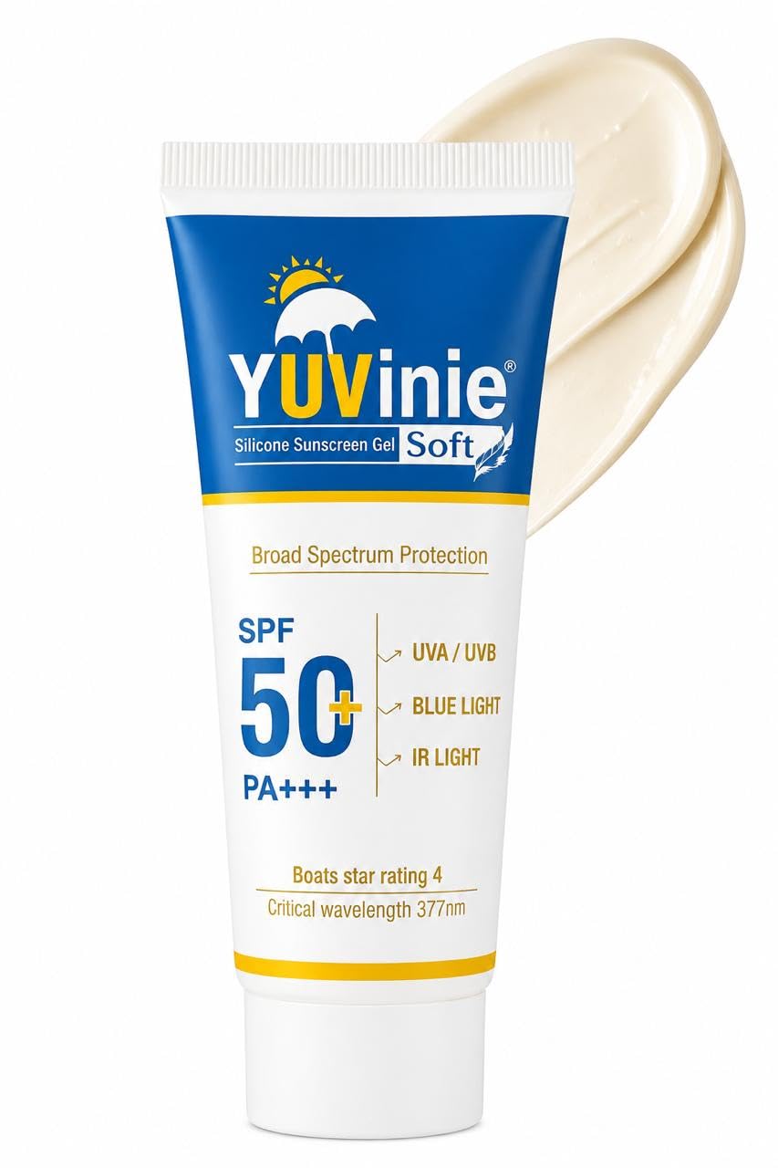 Soft Silicone Sunscreen Gel SPF 50+ PA+++, Grow Key, Broad Spectrum Protection, UVA/UVB Shield, Blue & IR Light Defence, 50g-image-45