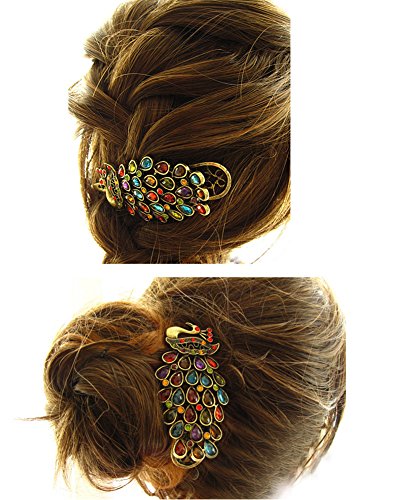 Winwest Antique Gold Color Peacock Hairpin
